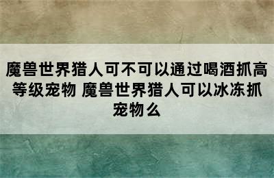 魔兽世界猎人可不可以通过喝酒抓高等级宠物 魔兽世界猎人可以冰冻抓宠物么